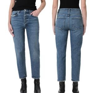 AGOLDE Riley High Rise Straight Crop Jeans Womens Size 25 Stretch Button Fly